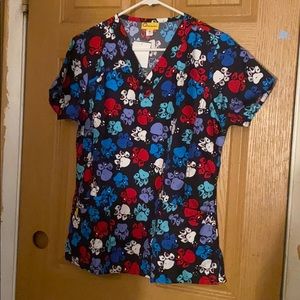 Dog paw print scrub top